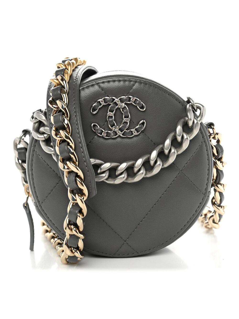 Lambskin Quilted Chanel 19 Round Clutch #319867C19B